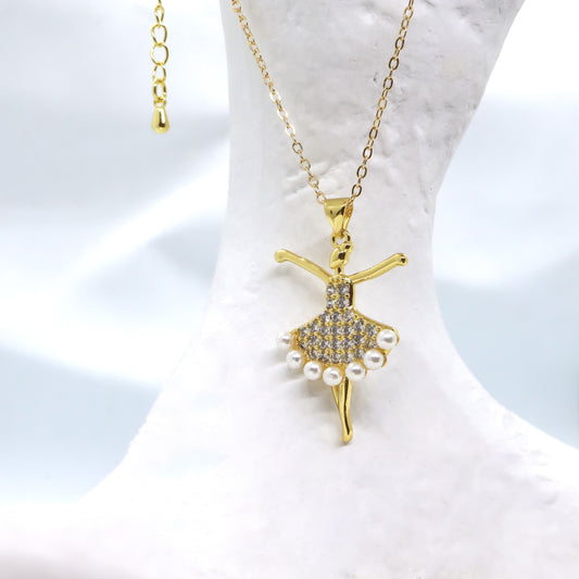 18k Gold-Plated Ballerina Pendant Necklace