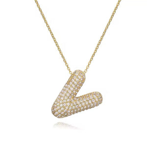 ROMALI 18K Gold-Plated Zirconia Balloon Initial Necklace - ROMALI