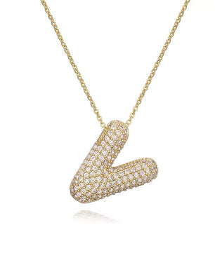 ROMALI 18K Gold-Plated Zirconia Balloon Initial Necklace - ROMALI