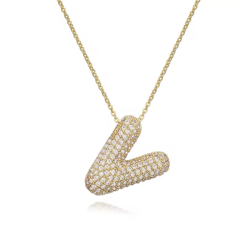 ROMALI 18K Gold-Plated Zirconia Balloon Initial Necklace - ROMALI