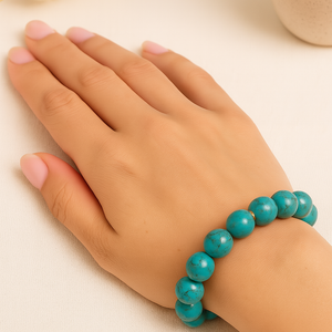 ROMALI 18K Gold-Plated Natural Turquoise Bracelet 10mm - ROMALI