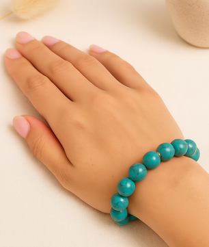 ROMALI 18K Gold-Plated Natural Turquoise Bracelet 10mm - ROMALI