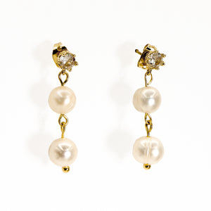 ROMALI 18K Gold-Plated Freshwater Pearl Dangle Earrings - ROMALI