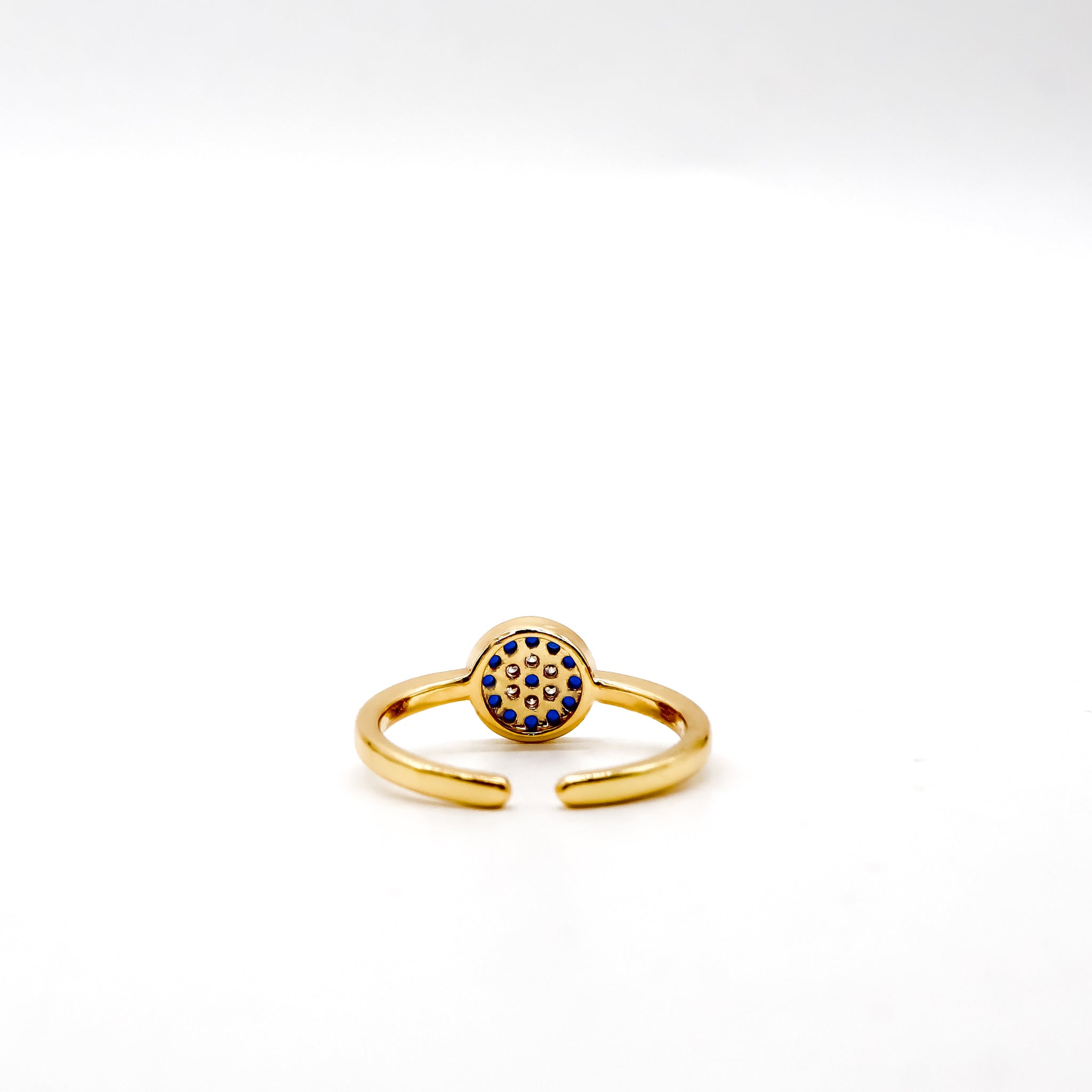 ROMALI 18K Gold Plated Evil Eye Round Crystal Ring