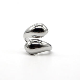 Silver Twist Open Ring – Adjustable Stainless Steel Statement Ring