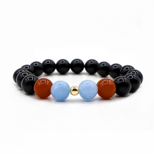 Cancer Zodiac Bracelet - Carnelian & Aquamarine