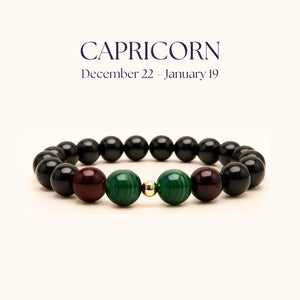 ROMALI Capricorn Zodiac Bracelet - Garnet & Malachite December 22 – January 19