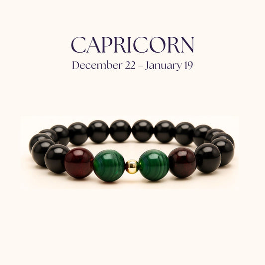 ROMALI Capricorn Zodiac Bracelet - Garnet & Malachite December 22 – January 19