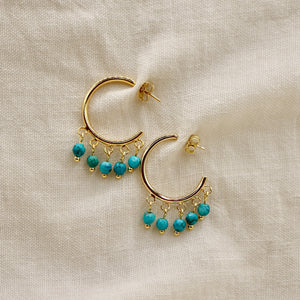18k Gold-Plated Turquoise Hoops - ROMALI