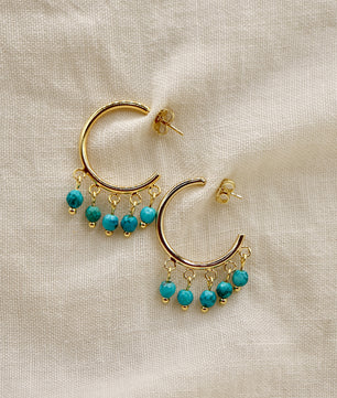 18k Gold-Plated Turquoise Hoops - ROMALI