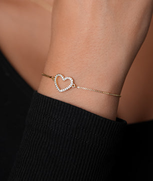 ROMALI 18K Gold-Plated Open Heart Adjustable Bracelet - ROMALI