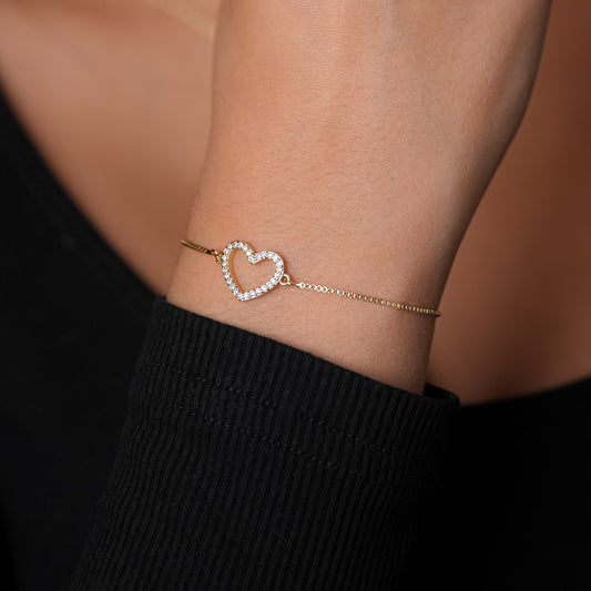 ROMALI 18K Gold-Plated Open Heart Adjustable Bracelet - ROMALI