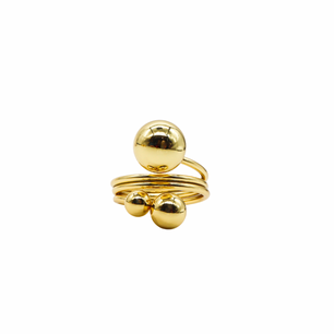 Triple Sphere Gold Ring – 18K Gold Plated Adjustable Statement Ring