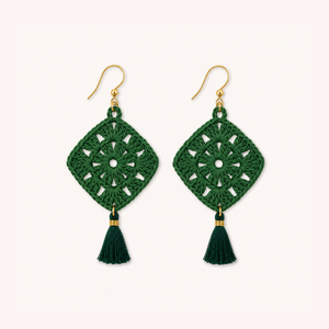 ROMALI Handmade Crochet Tassel Earrings | 18K Gold-Plated