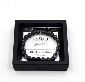 Natural Obsidian Bracelet - Stone of Protection - 8mm