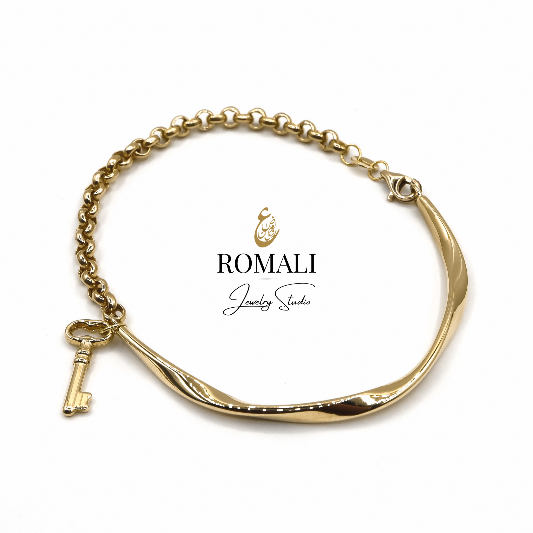 18k Solid Gold Key Bracelet