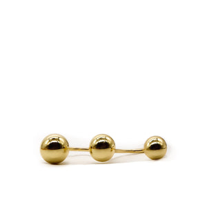 18K Gold-Plated Triple Ball Ring – Modern Sculptural Design