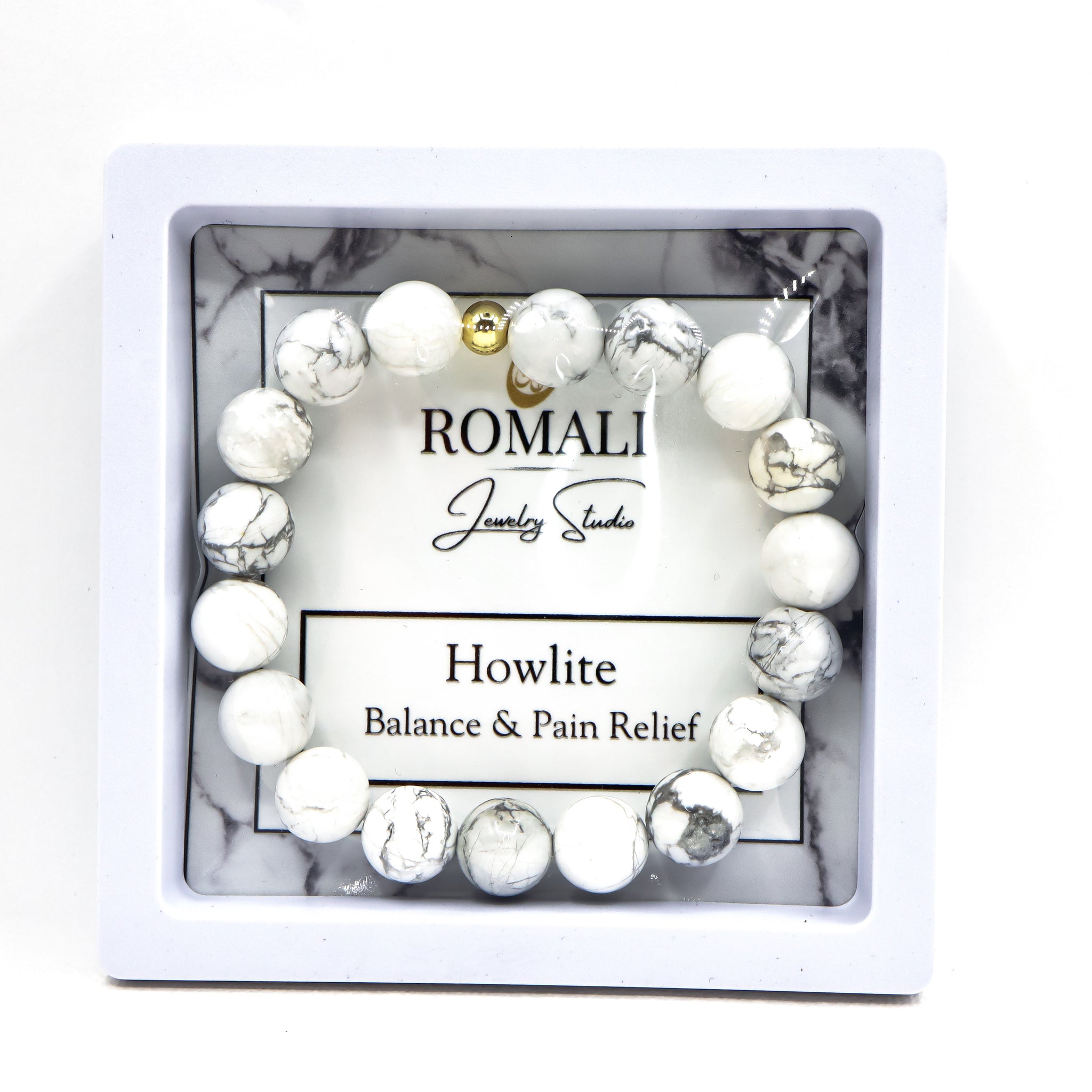 Natural Howlite Crsytal Bracelet - 10mm for balance & pain relief