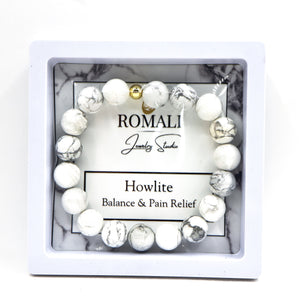 Natural Howlite Crsytal Bracelet -   balance & pain relief