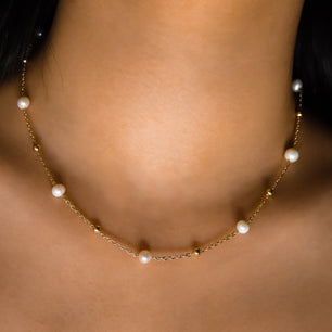 18k Gold-Plated Dainty Floating Pearl Necklace