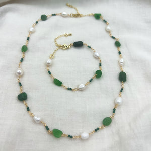 Green Jade Freshwater Pearl Set