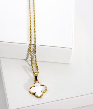 ROMALI 18K Gold-Plated Shell Clover Pendant Necklace - ROMALI