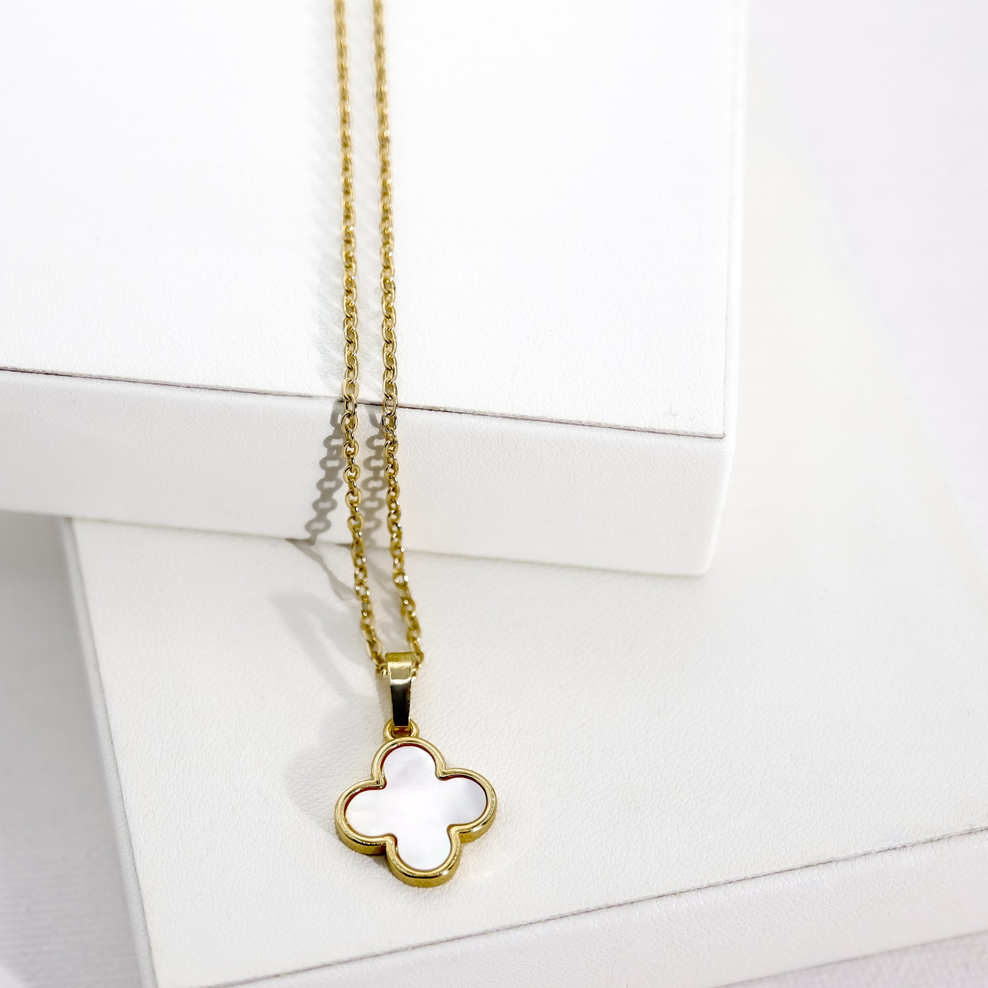 ROMALI 18K Gold-Plated Shell Clover Pendant Necklace - ROMALI