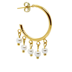 18k Gold-Plated Petite Pearl Hoops