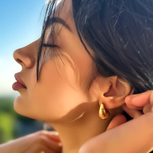 18k Gold-Plated Statement Golden Teardrop Stud Dangle Earrings Small, Medium, Large - ROMALI