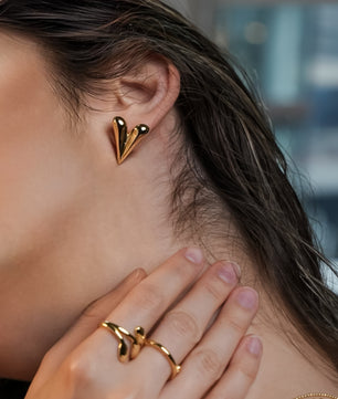 ROMALI 18K Gold-Plated Heart Drop Stud Earrings - ROMALI