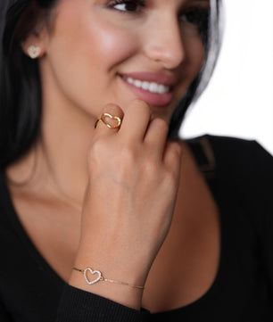 ROMALI 18K Gold-Plated Open Heart Adjustable Bracelet - ROMALI