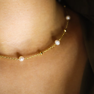 18k Gold-Plated Dainty Floating Pearl Necklace