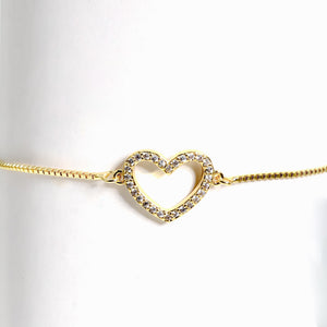 ROMALI 18K Gold-Plated Open Heart Adjustable Bracelet - ROMALI