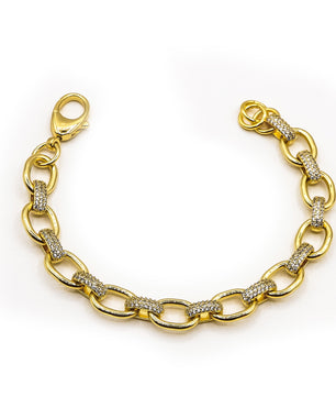 18K Gold-Plated Handcrafted Cubic Zirconia Link Chain - ROMALI