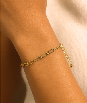 ROMALI 18K Gold-Plated Small Paperclip Chain Bracelet