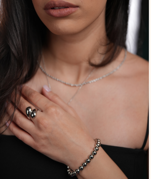 ROMALI Stainless Steel Silver Twist Open Ring