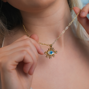 ROMALI 18K Gold-Plated Long Lash Eye Pendant Necklace