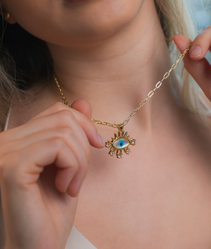 ROMALI 18K Gold-Plated Long Lash Eye Pendant Necklace