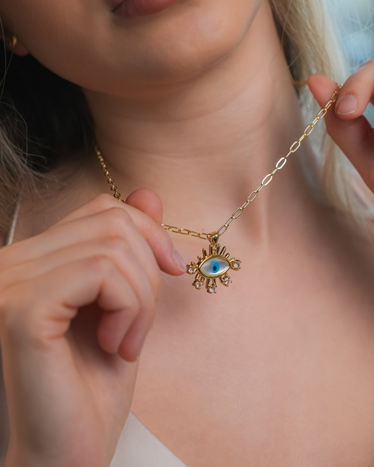 ROMALI 18K Gold-Plated Long Lash Eye Pendant Necklace