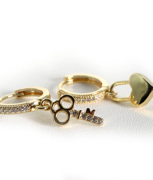 ROMALI 18K Gold-Plated Lock & Key Dangle Hoop Earrings - ROMALI