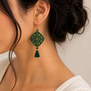 ROMALI Handmade Crochet Tassel Earrings | 18K Gold-Plated