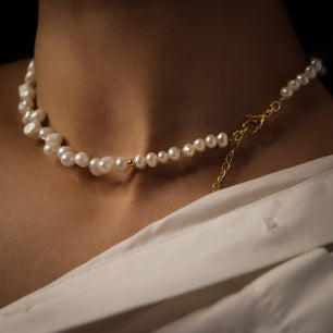 18k Gold-Plated Natural Keishi Freshwater Pearl Choker