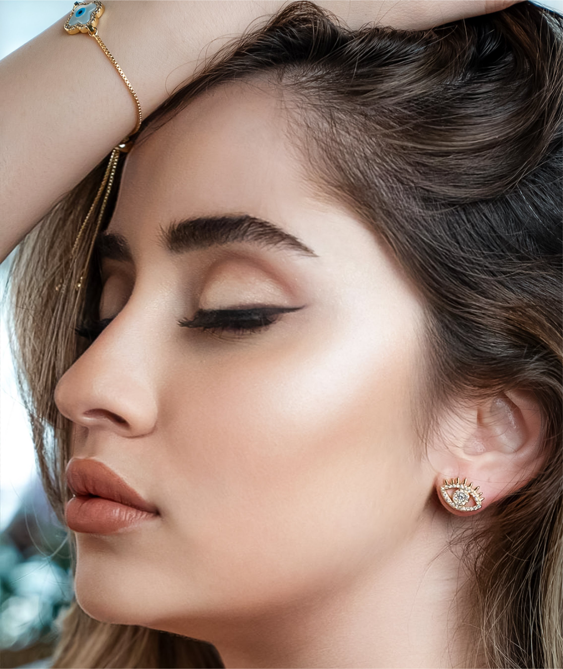 ROMALI 18k Gold-Plated Adjustable Eye Clover Bracelet - ROMALI