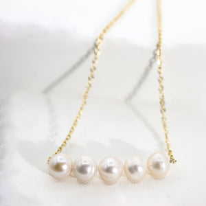 ROMALI 18K Gold-Plated Pearl Bar Necklace - ROMALI