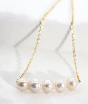 ROMALI 18K Gold-Plated Pearl Bar Necklace - ROMALI