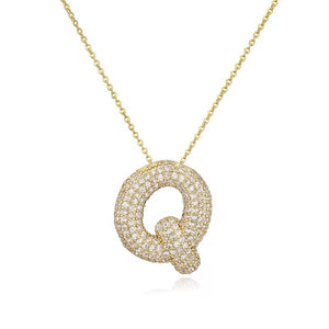 ROMALI 18K Gold-Plated Zirconia Balloon Initial Necklace - ROMALI