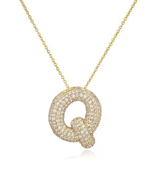 ROMALI 18K Gold-Plated Zirconia Balloon Initial Necklace - ROMALI