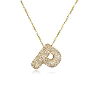 ROMALI 18K Gold-Plated Zirconia Balloon Initial Necklace - ROMALI