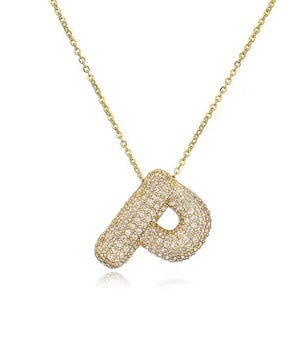 ROMALI 18K Gold-Plated Zirconia Balloon Initial Necklace - ROMALI