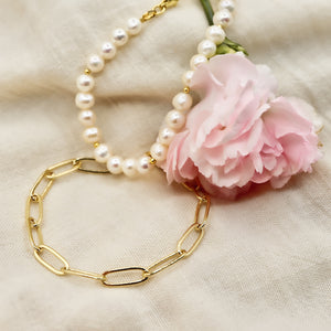 18K Gold-Plated Bold Paperclip Chain Set (Necklace & Bracelet)